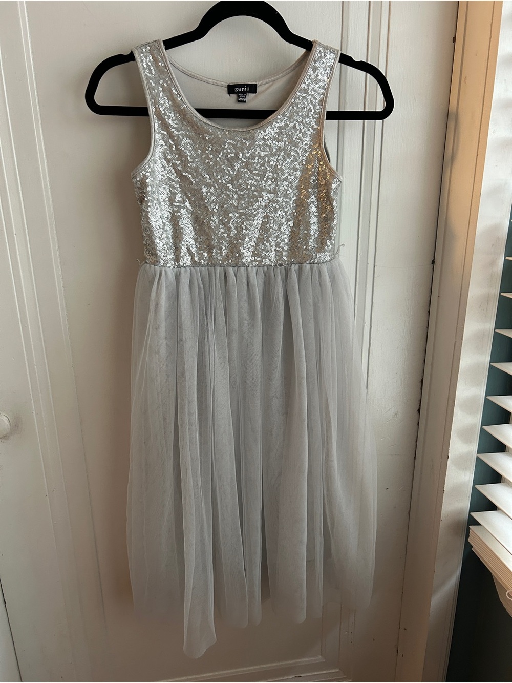 Silver Sequin Tulle Girls' Dress